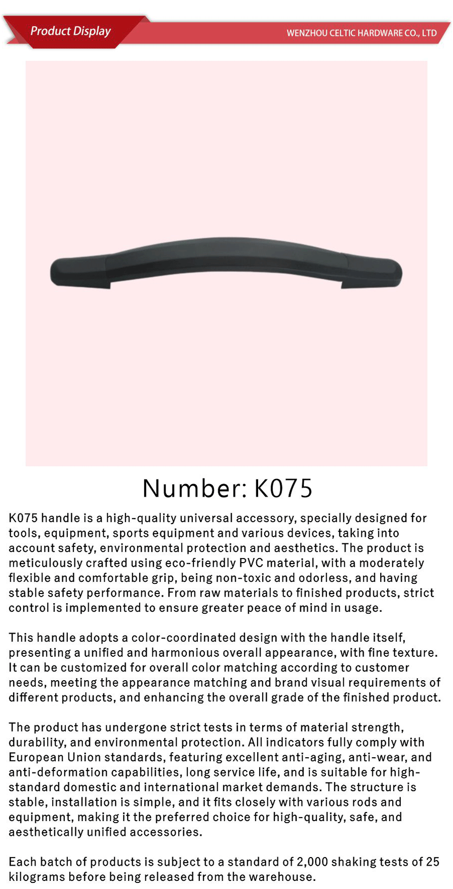 Eco friendly PVC handle for luggage