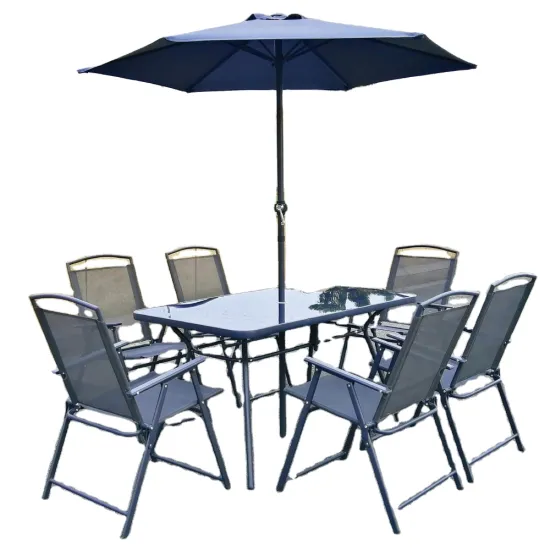 luxury garden outdoor coffee patio furniture 8pcs camping folding chair table Folding Dining table Set