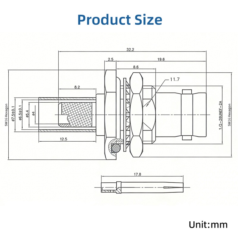 BNC-C-KY1.5 Big Hexagon Female Connector 4