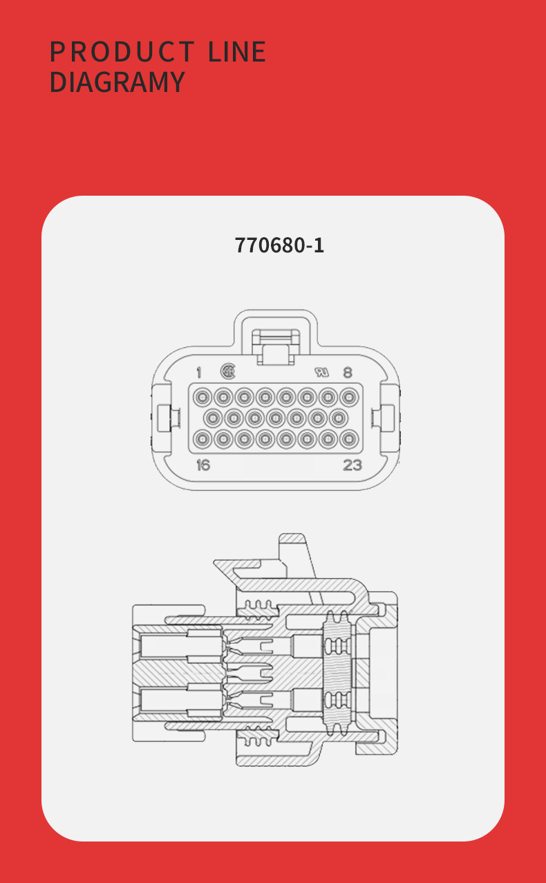 Connector waterproof connector 23-pin amp type ECU male and female plug-in socket (6)