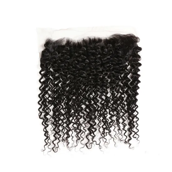 Invisible Middle Natural Brown Color Natural Headline Swiss Lace Top Jerry Curl Frontal