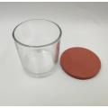 Clear plain candle glass with pink metal lid