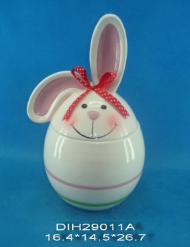Easter Bunny Ceramic Cookie Jar (hand-painted)