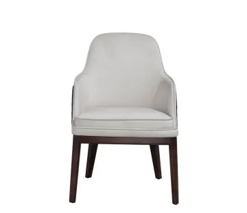 Flannel Grid Leather Finish Solid Wood Dining Chair
