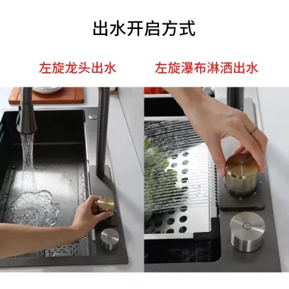 Handmade 304 Stainless Steel Feiyu Waterfall Nano Black Sink - Factory Wholesale