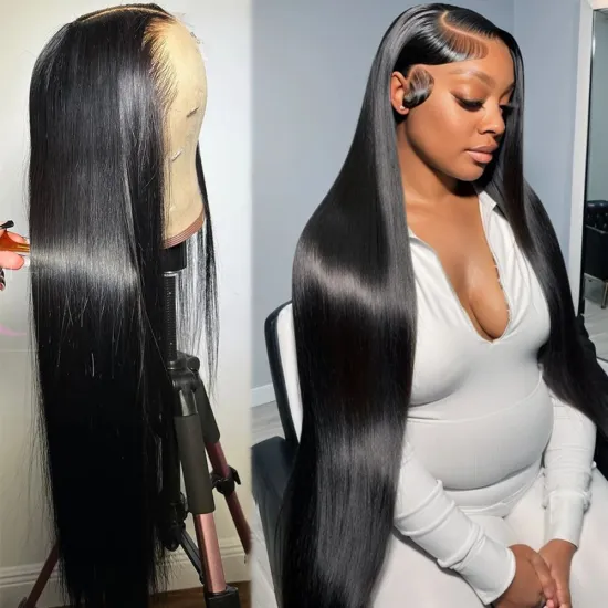 GS 13x6 Full Lace Frontal Wig - Bone Straight Deep Wave Black