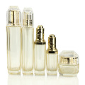 Golden Transparent Octagonal Glass Cosmetic Jars And Bottles