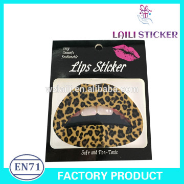sexy lip tattoo sticker,fashion leopardlip removable lip sticker