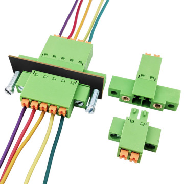 3.81mm Pitch Low-Profile Complete Male & Female Through-Wall Dual-Flange Solderless Spring Cage Terminal Block Set