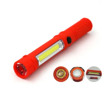 WARSUN Outdoor Portable Worklight: 2*AA Battery Operated, High Lumen COB Dual Light Sources with Magnetic Hook - 160lm, IP44 Rated - Model Z909