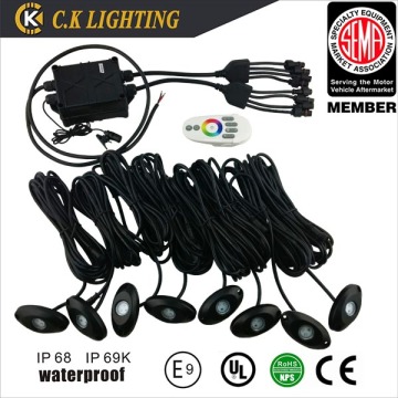 Waterproof 8 Pod Off Road LED Rock Light Kit With RGB controller