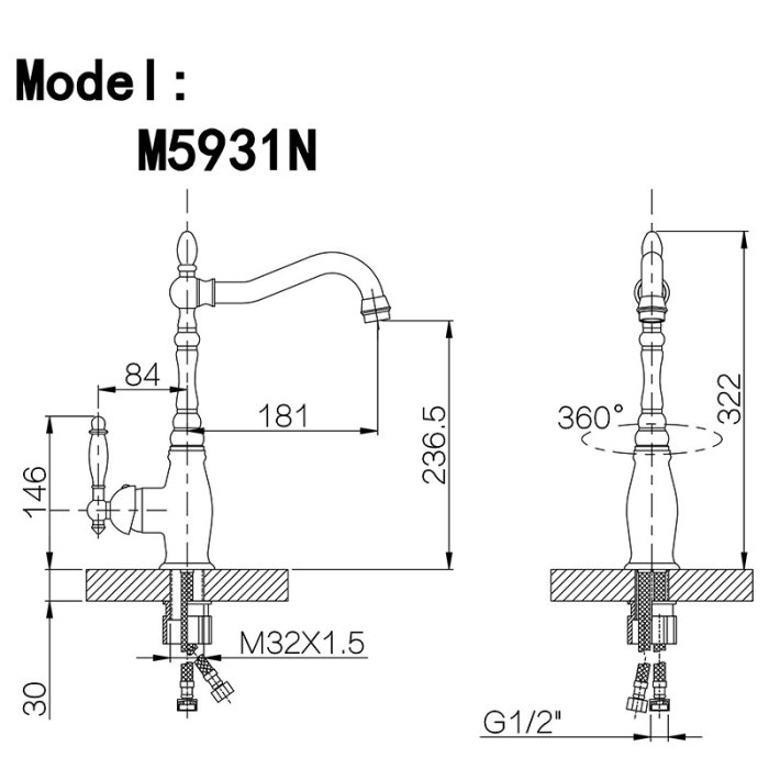 Modern 35mm Single Lever Faucet in Zinc Alloy