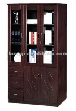 hot sale good quality modern 3 glass door MDF with PVC finish wooden office file cabinet storage cabinet bookcase foshan shunde