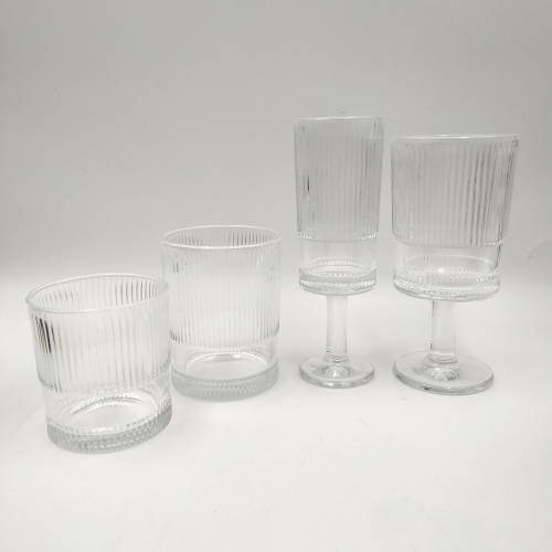 ribbed pattern tumbler glass wine cup for juice