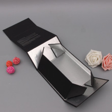 Custom Emboss Logo Black Paper Magnet Folding Box