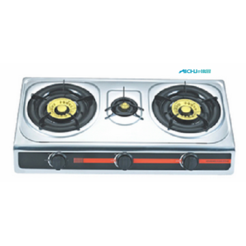 Cooktop a gás de aço inoxidável de 3 queimadores