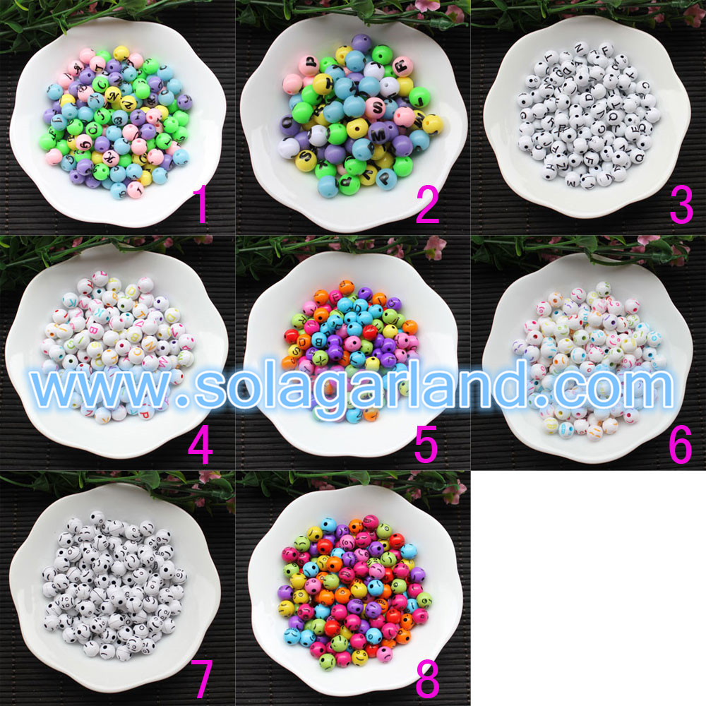 Plastic Heart Shape Letter Beads