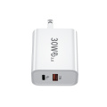 Chargeur de téléphone PD de chargeur rapide USB de 30W blanc