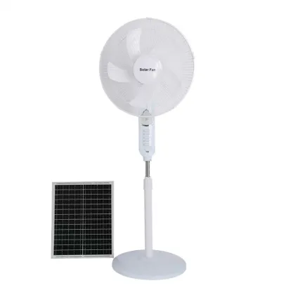 16 Inch Standing Fan - Black and White 3-Speed Solar Floor Fan