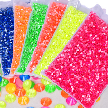 14400Pcs Wholesale Neon Cтразы Non HotFix Rhinestones in Bulk Package SS6-SS20 Luminous Color Flatback Nail Strass for Bag F0284