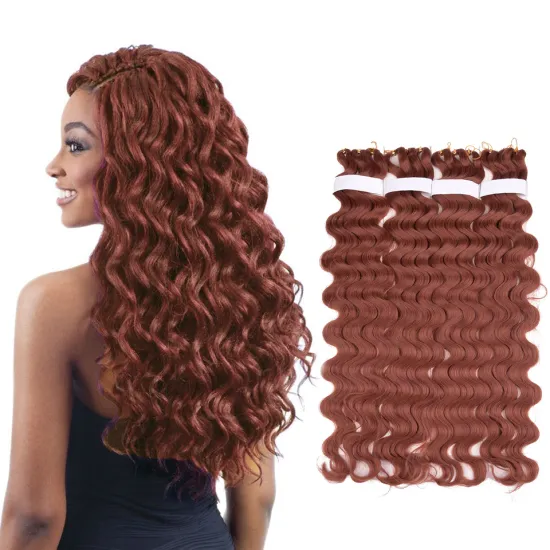 High Quality Red Soft Pre-feathered Hybrid Water Wave Braids 3x Body Ocean Wave For Bulk Braiding Synthetic Hair Extensions