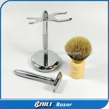 Quality Wooden Straight Shaving Razor Blades With Shaving Brush Kits