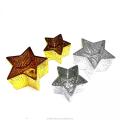 Mercury finish pentagram glass candle holder with ribbed design