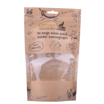 Biodegradable kraft stand up pet food bag with zipper