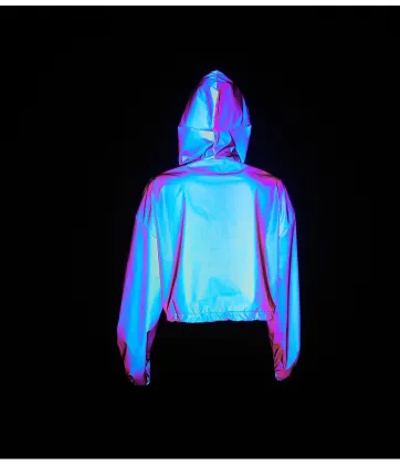 OEM Service Women Crop Rainbow Reflective Windbreaker Jacket