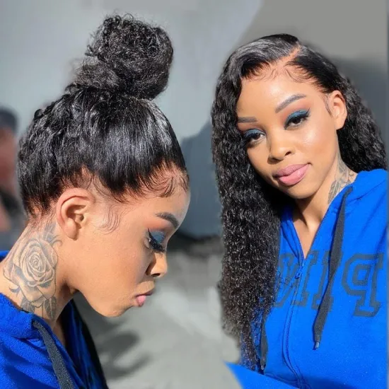 Deep Wave 13X4 Lace Frontal Human Hair Wigs Wet And Wavy Brazilian Lace Front Wig Natural Color Pre Plucked Remy With Baby Hair