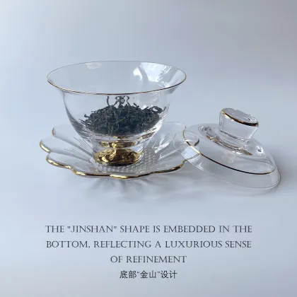 Oriental Style Ceramic Tea Cup with Crystal Glass for Hotels & Tea Sets