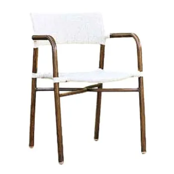 Outdoor rattan chair, made of aluminium bamboo look frame text-line