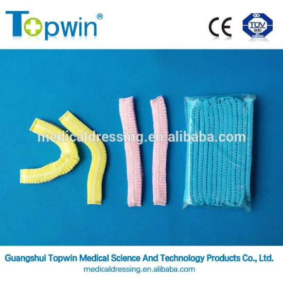 white two lines PE bag package Bouffant cap