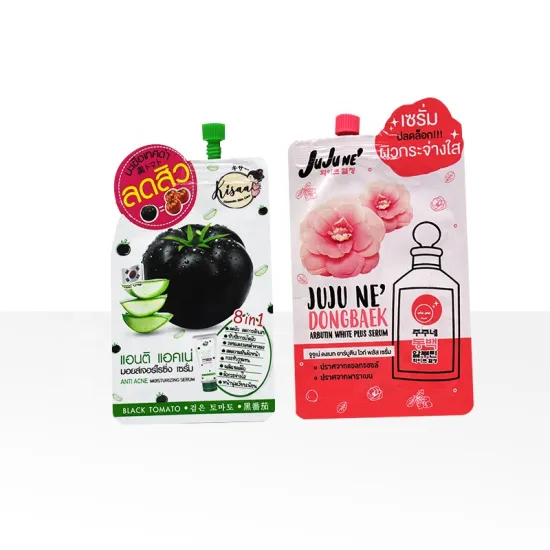 Special Shaped Squeeze Pouch for Cosmetic Beauty Makeup with Laminated Liquid Spout and Sealable Bag