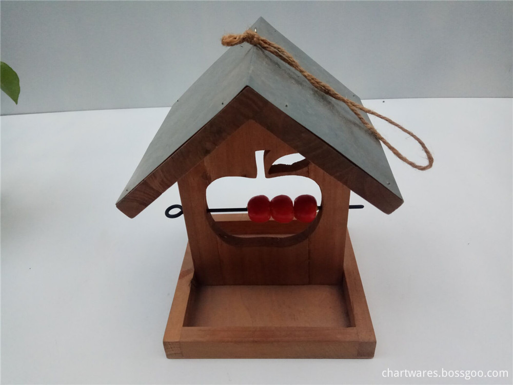 solid wooden bird house hanging