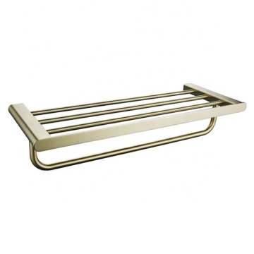 NC6011A-G Wall Mounted 304 Stainless Steel Bathroom Accessories, Brushed Gold Towel Bar & Rack