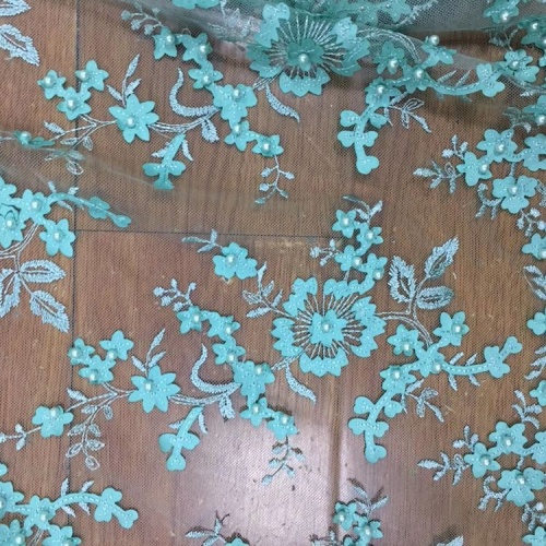 3D Handmade Embroidery Lace Fabric Cutwork Embroidery Malaysia Lace Dress Mesh Fabric Manufactory