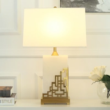 Lampada da scrivania in marmo di lusso cinese per camera da letto, hotel e sala di lettura