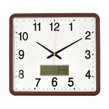 Square Wall Clock with Date Temperature LCD