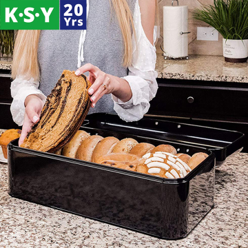Large Powder-Coated Kitchen Counter Dry Food Storage Container - Bread Box Canister