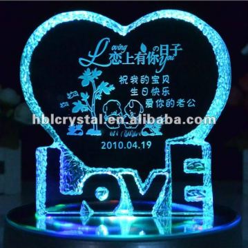 Beautiful crystal heart with light base