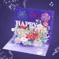3D Anniversary Lights Music Valentin napi előugró kártya