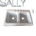 SALLY White Acrylic Basin Washing Double-Bowl Laundry Sink