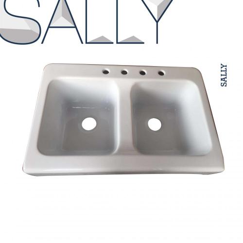 Sally Black Acrylic Laving Double Bowl Vanity lavandería Lavandería