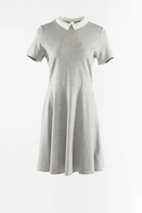 Grey Knitted Dress With Peter Pan Collar
