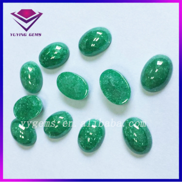 Polished Oval Cabochon Cut Green Ice Zirconia Stone CZ Bead for Decoration