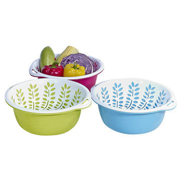 Fashionable and durable plastic strainer, three colors available, easy to use and clean