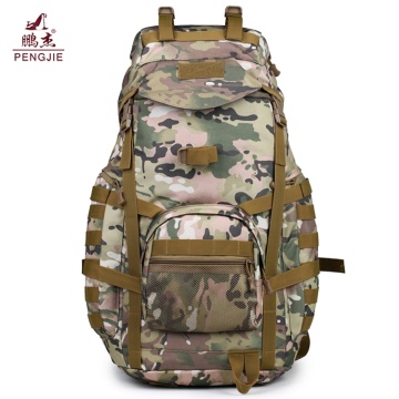 เดินป่าหนาผ้าใบ Camo กระเป๋าเป้สะพายหลังทหาร Rucksack