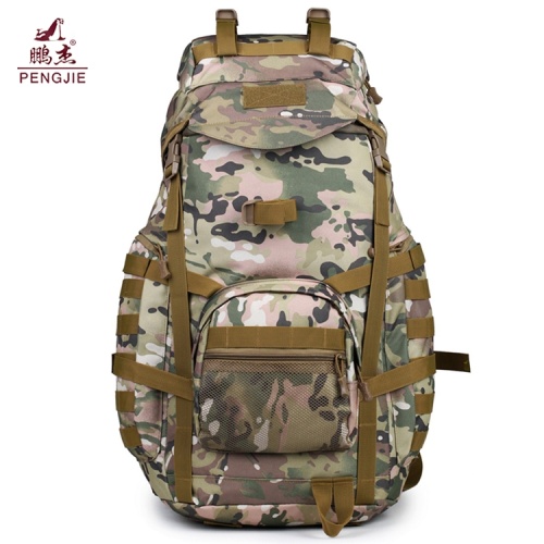 เดินป่าหนาผ้าใบ Camo กระเป๋าเป้สะพายหลังทหาร Rucksack