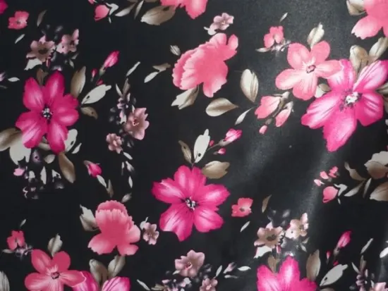satin flower print fabric/damask fabric satin